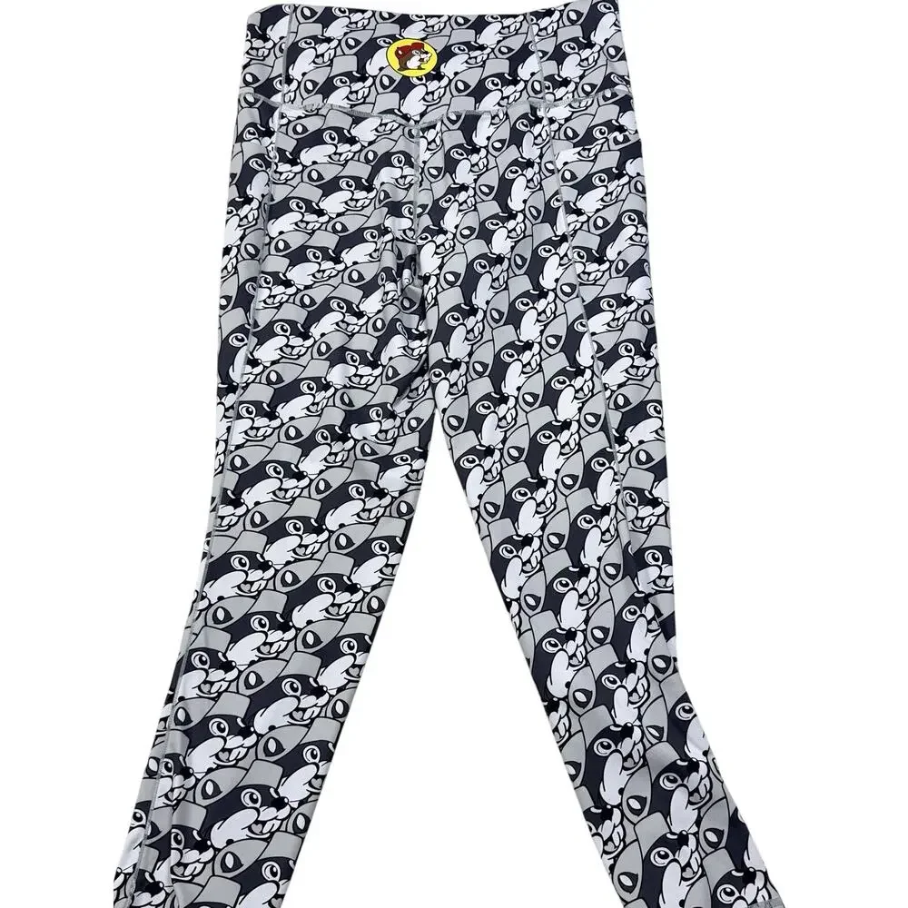 BUC-EES Knit Gray Black Bucky The Beaver LEGGINGS PANTS Child Size Youth Medium